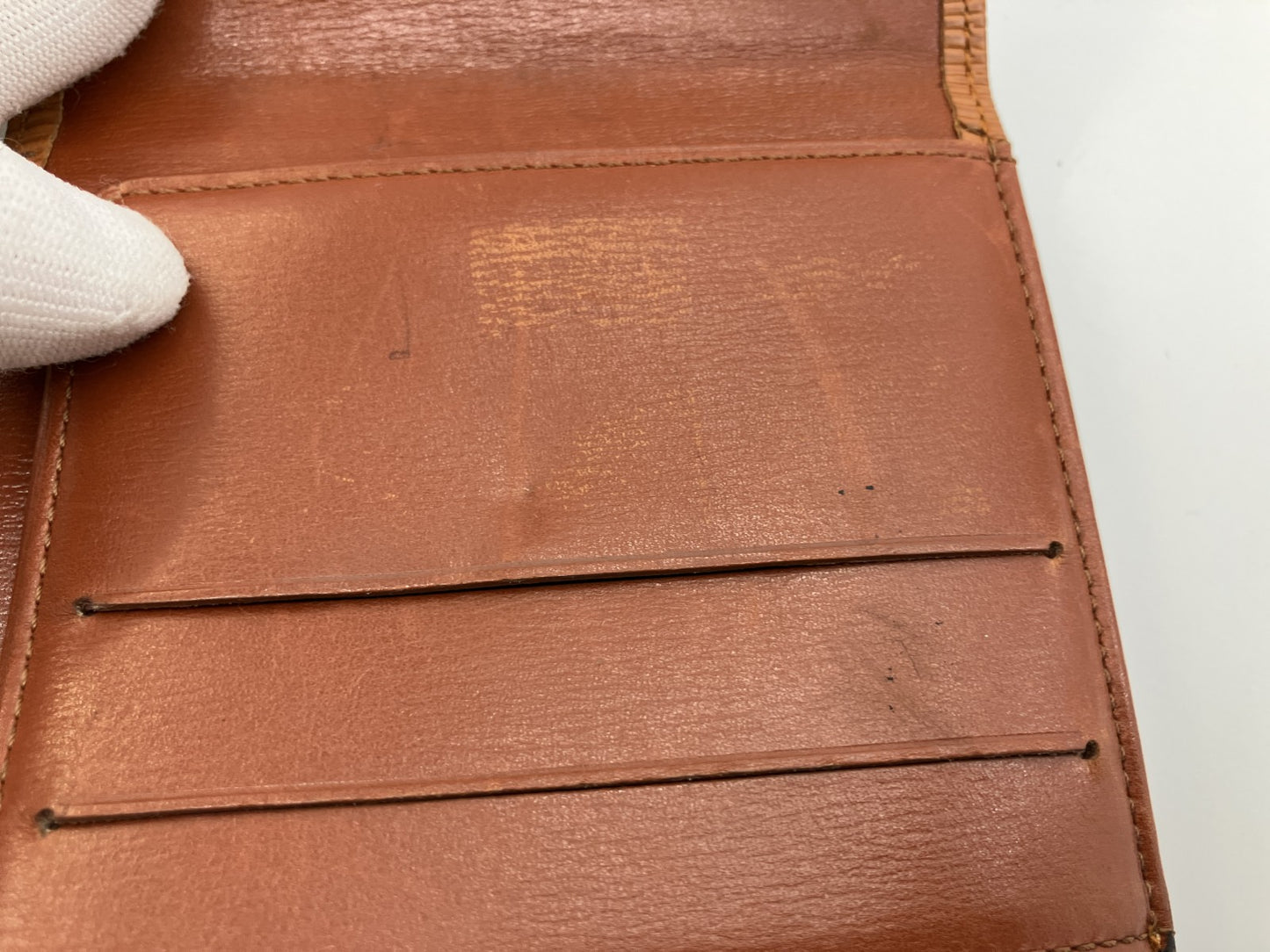 Louis Vuitton Epi Bifold Wallet Tan Brown Snap Made in France Vintage Date Code N/A