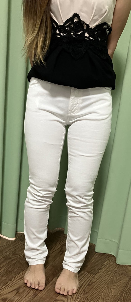 Comfort Basic Skinny Denim Pants White Jeans Size F | Length 97cm, Waist 34cm, Hip 47cm |