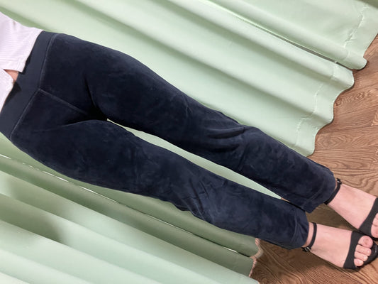 CELINE Velvet Slim Pants Navy Size M | Model Wearing | 33cm Waist / 88cm Length