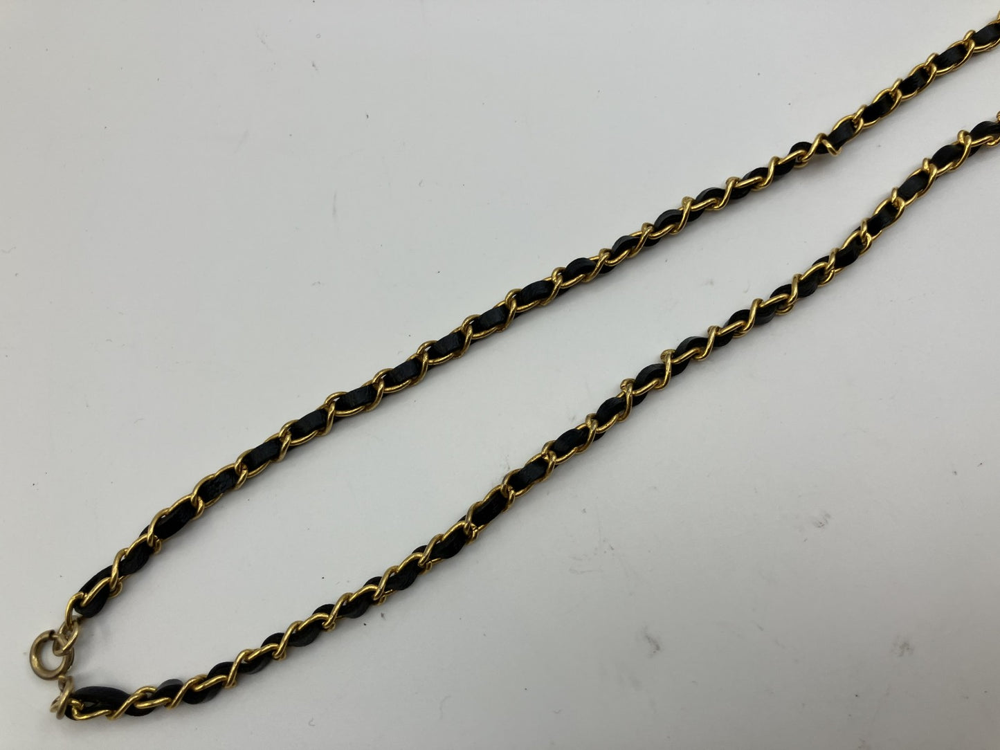 CHANEL No.19 Perfume Bottle Charm Necklace Black Leather Gold Chain around 27.6" 80% off perfume