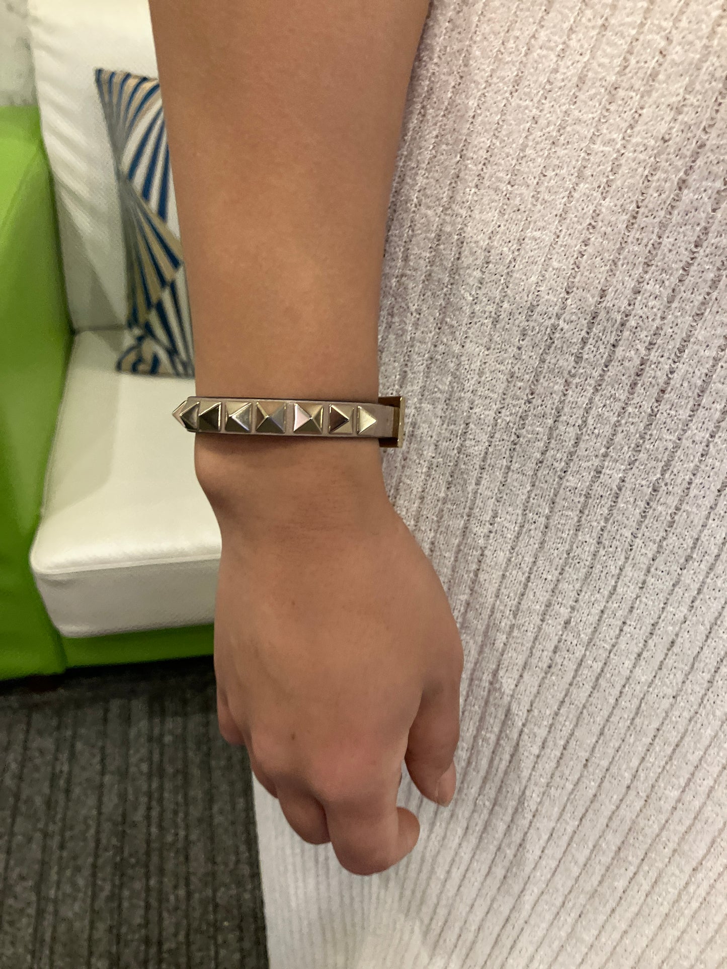 VALENTINO Rockstud Leather Bracelet Gold Studs Extra 2 Links Box Dust Bag