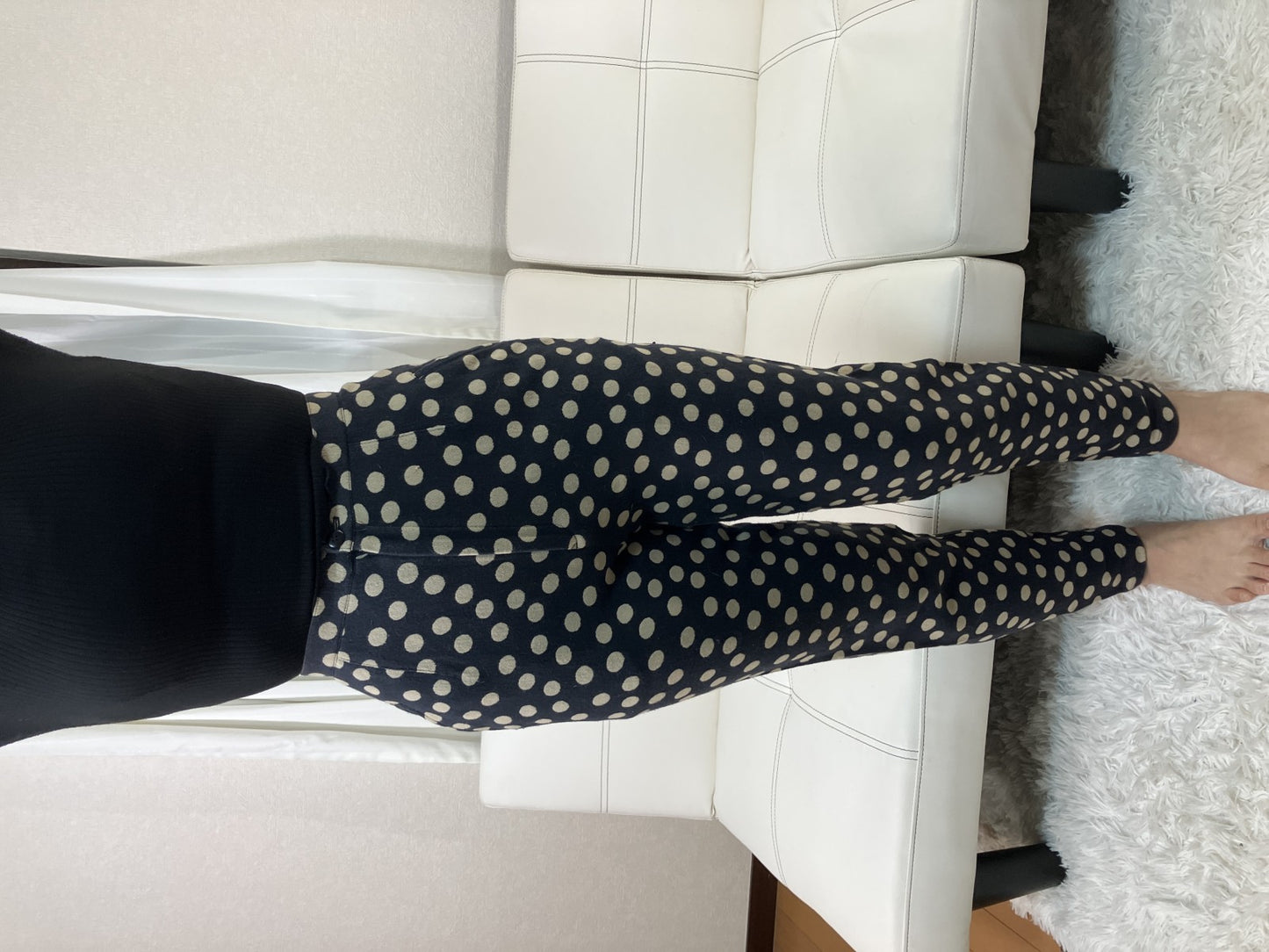 ISSEY MIYAKE 1986 Polka Dot Stretch Pants Size 9 Black Beige Japan VTG