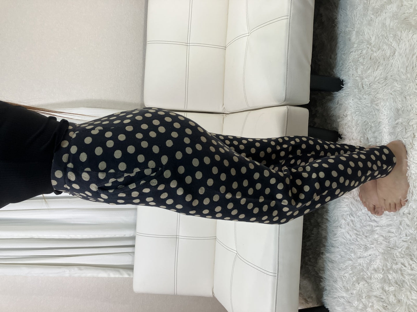 ISSEY MIYAKE 1986 Polka Dot Stretch Pants Size 9 Black Beige Japan VTG