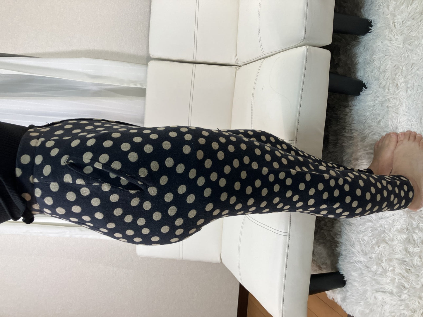 ISSEY MIYAKE 1986 Polka Dot Stretch Pants Size 9 Black Beige Japan VTG