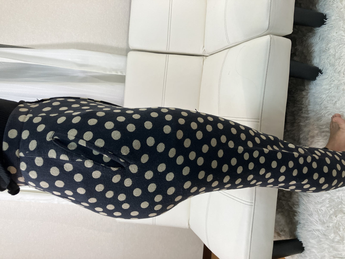 ISSEY MIYAKE 1986 Polka Dot Stretch Pants Size 9 Black Beige Japan VTG