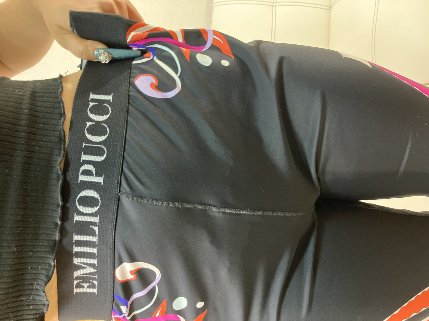 Emilio Pucci 9RWT20 Leggings IT46 FR42 Multicolor Print Stretch Pants Italy