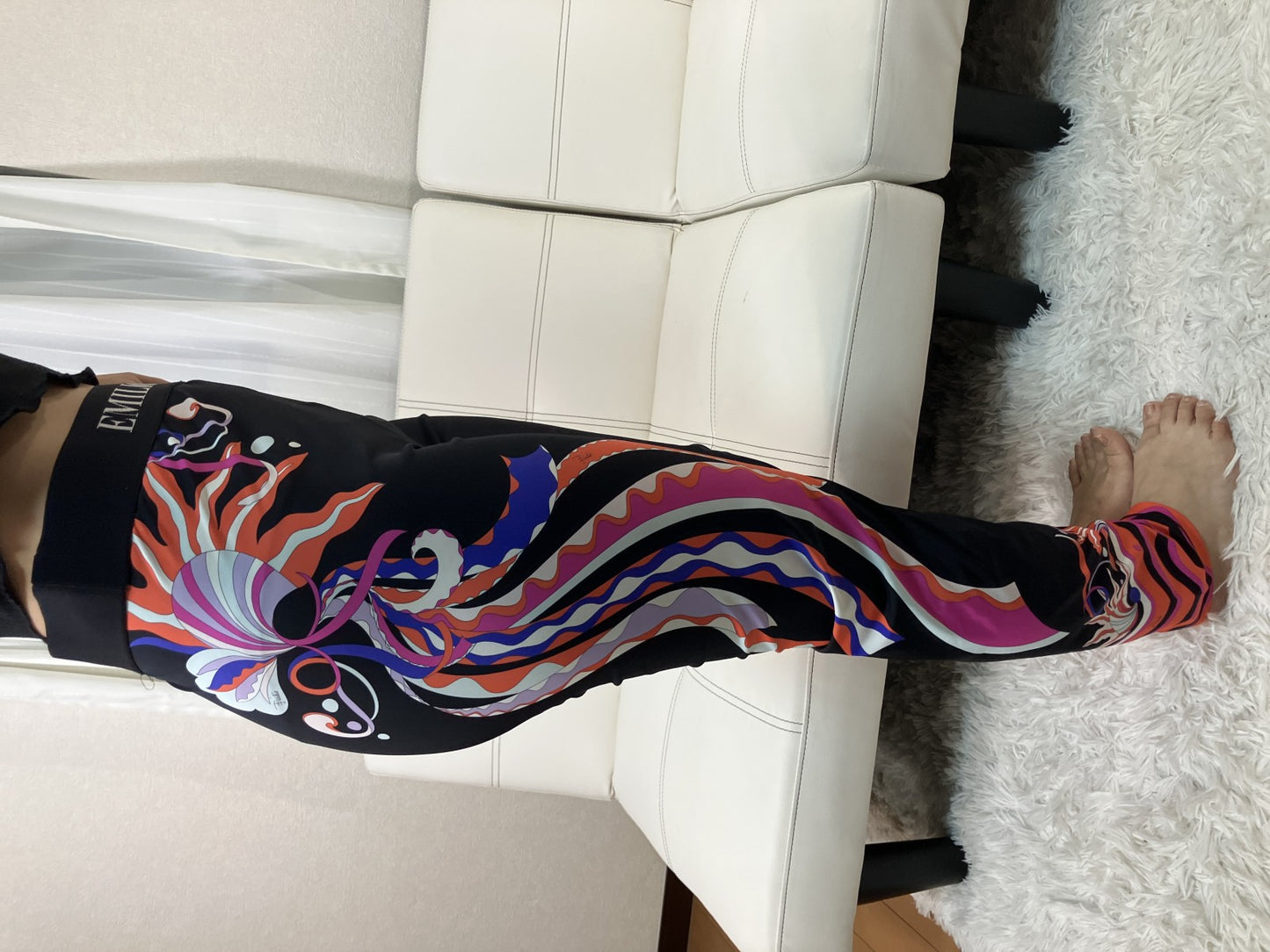 Emilio Pucci 9RWT20 Leggings IT46 FR42 Multicolor Print Stretch Pants Italy