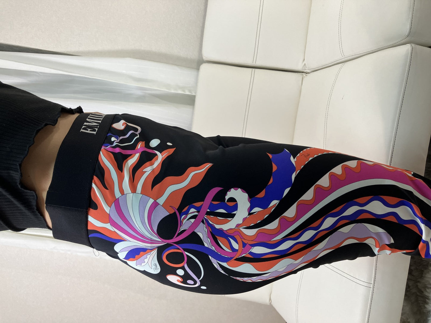 Emilio Pucci 9RWT20 Leggings IT46 FR42 Multicolor Print Stretch Pants Italy