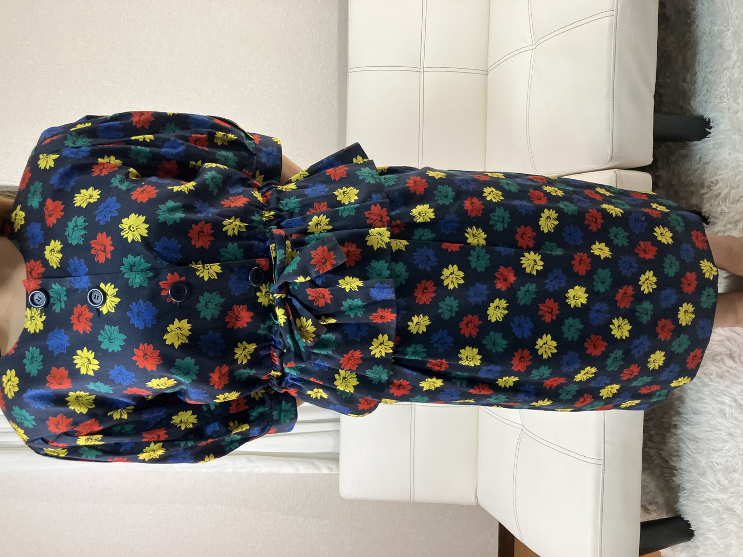 Christian Dior Vintage Floral Peplum Skirt Suit Set Cotton Size 9