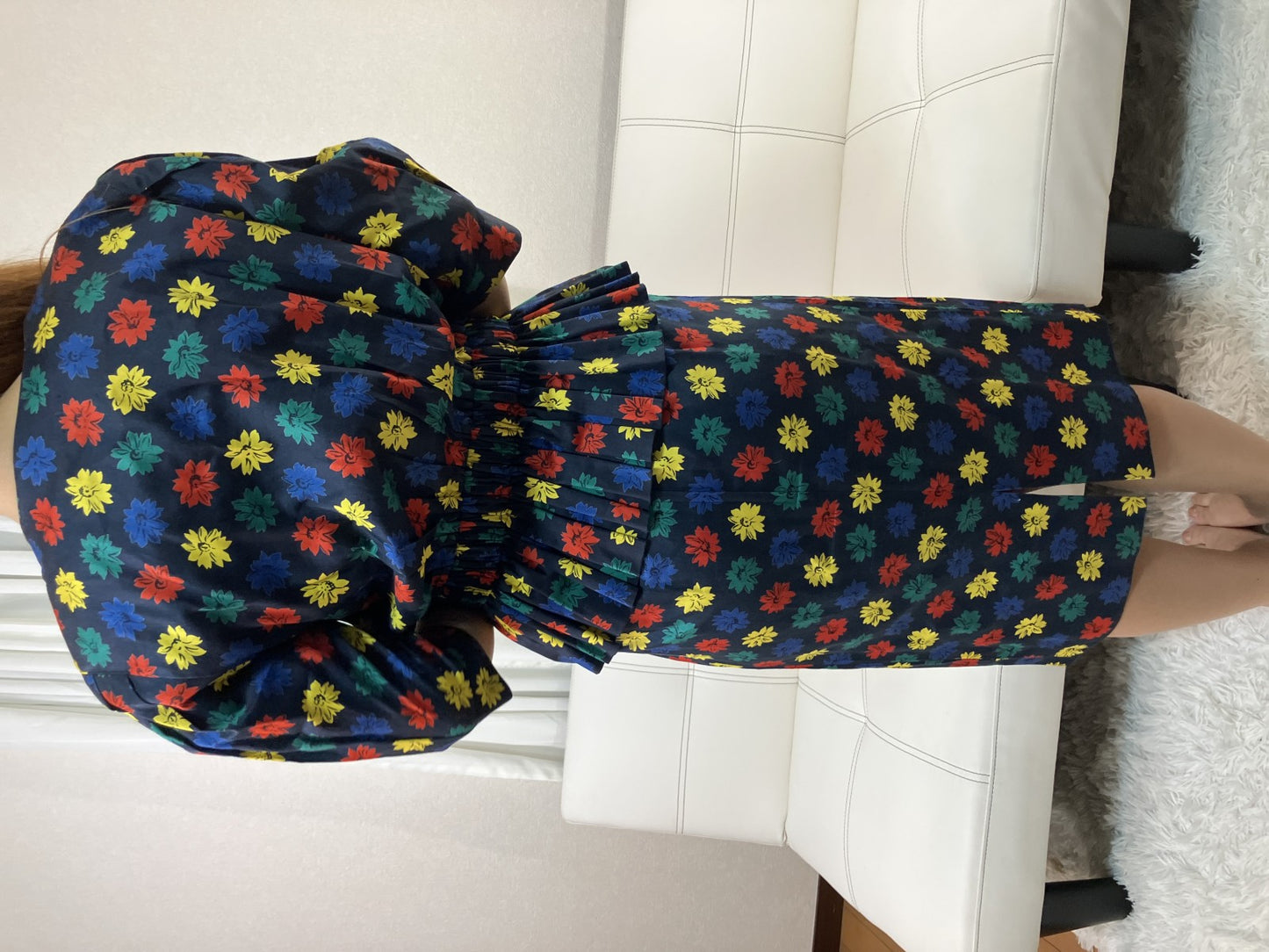Christian Dior Vintage Floral Peplum Skirt Suit Set Cotton Size 9