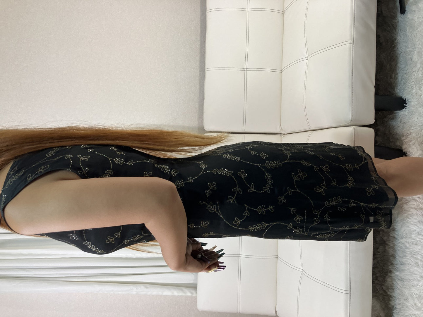 MAX&Co Couture Dress Size 40 Black Silk Blend Embroidered Sleeveless Italy