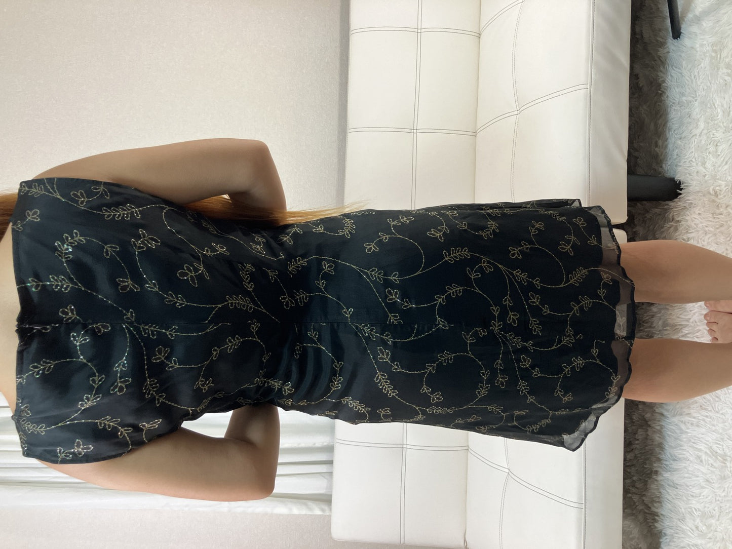 MAX&Co Couture Dress Size 40 Black Silk Blend Embroidered Sleeveless Italy