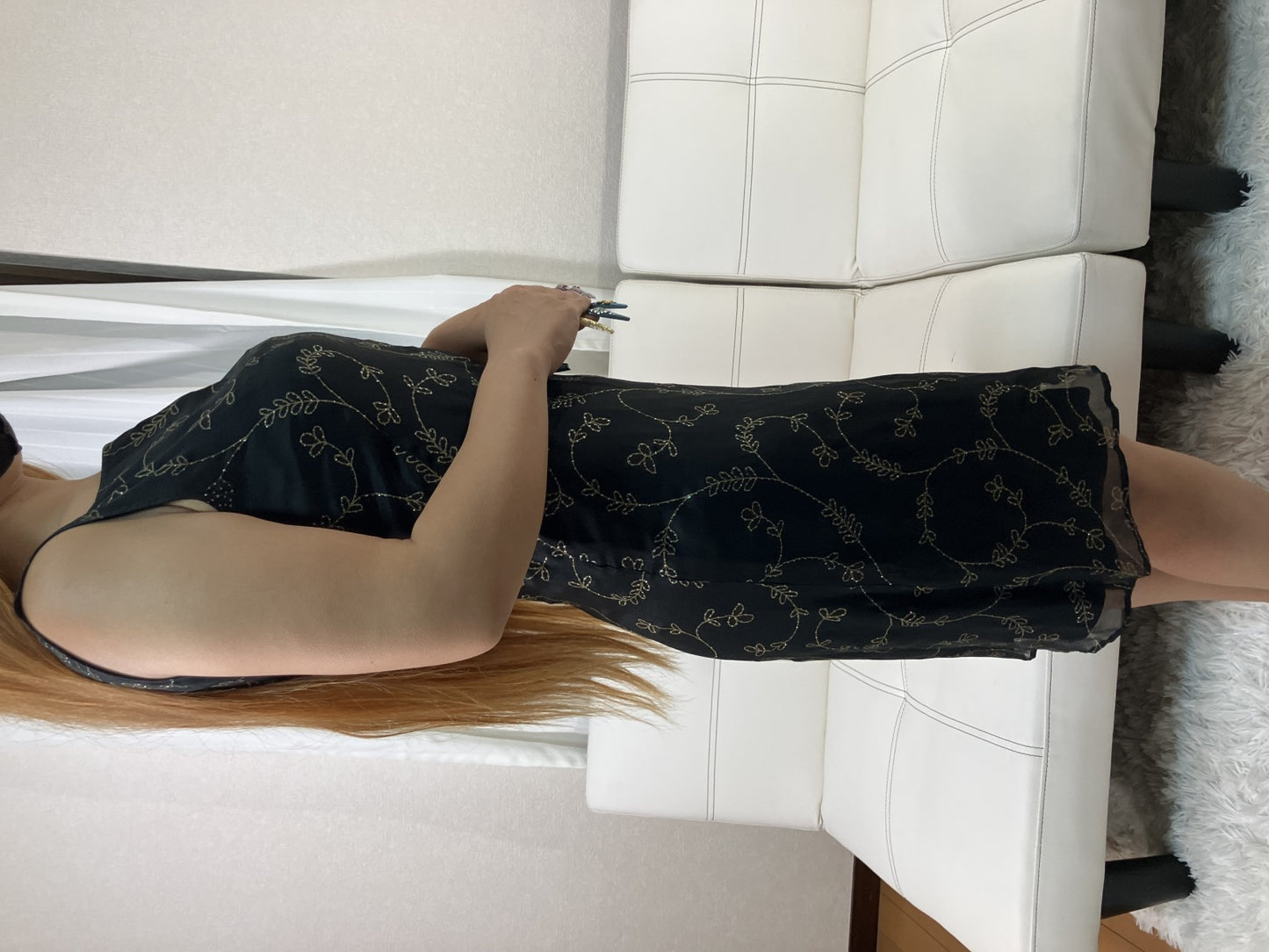 MAX&Co Couture Dress Size 40 Black Silk Blend Embroidered Sleeveless Italy