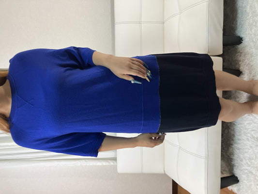 MM6 Maison Margiela Blue Black Colorblock Knit Dress Women's Size M Romania