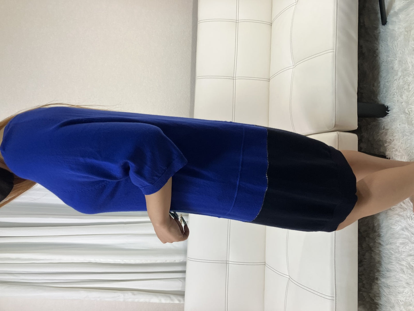 MM6 Maison Margiela Blue Black Colorblock Knit Dress Women's Size M Romania
