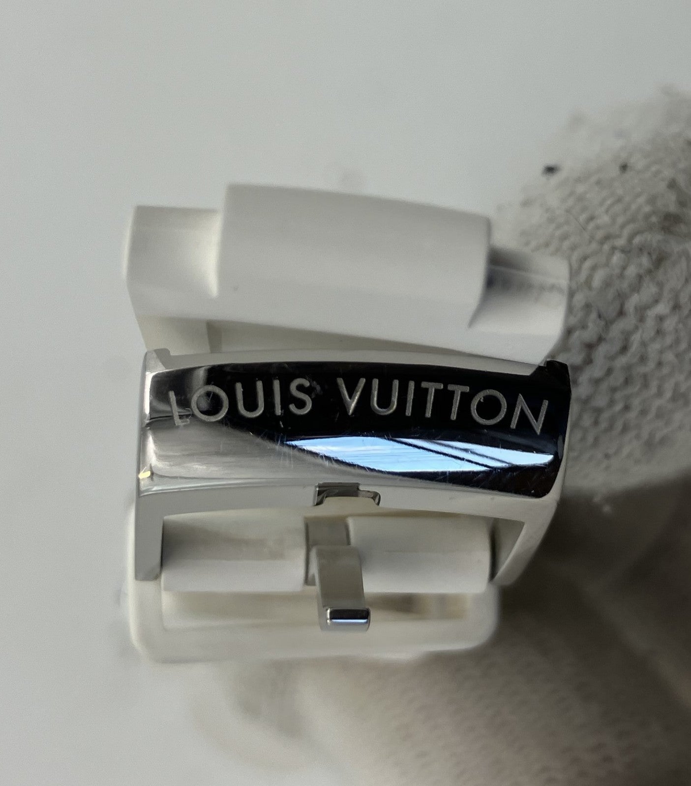 Louis Vuitton R10250 Tambour/Rubber Belt Band White Free Shipping 