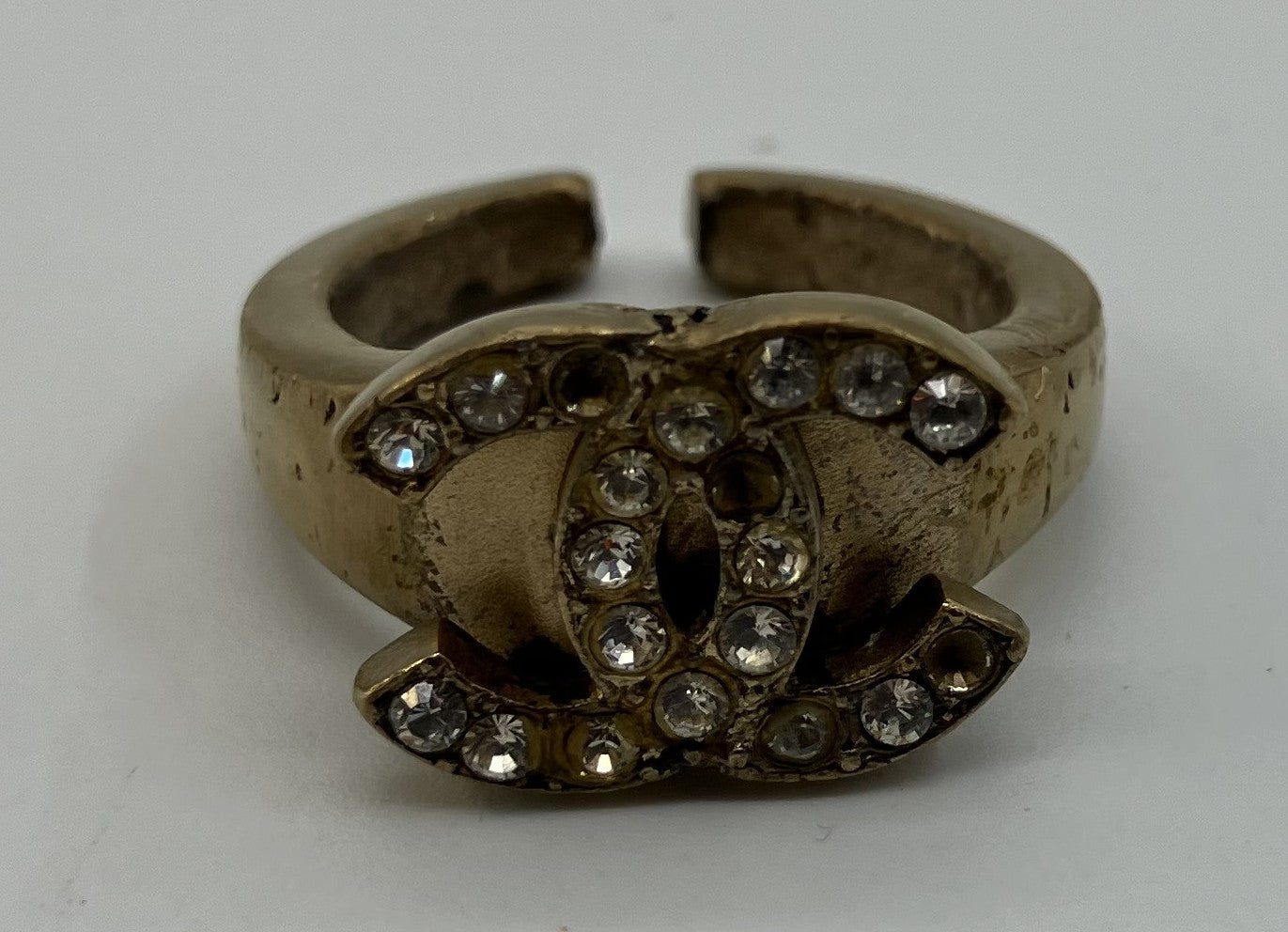 "CHANEL Chanel 01C Coco Ring Inner Diameter 15.1mm (JP 7) (EU 47) (US 4) Rhinestone Gold