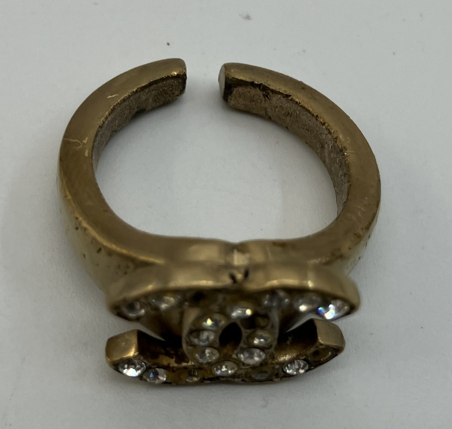 "CHANEL Chanel 01C Coco Ring Inner Diameter 15.1mm (JP 7) (EU 47) (US 4) Rhinestone Gold