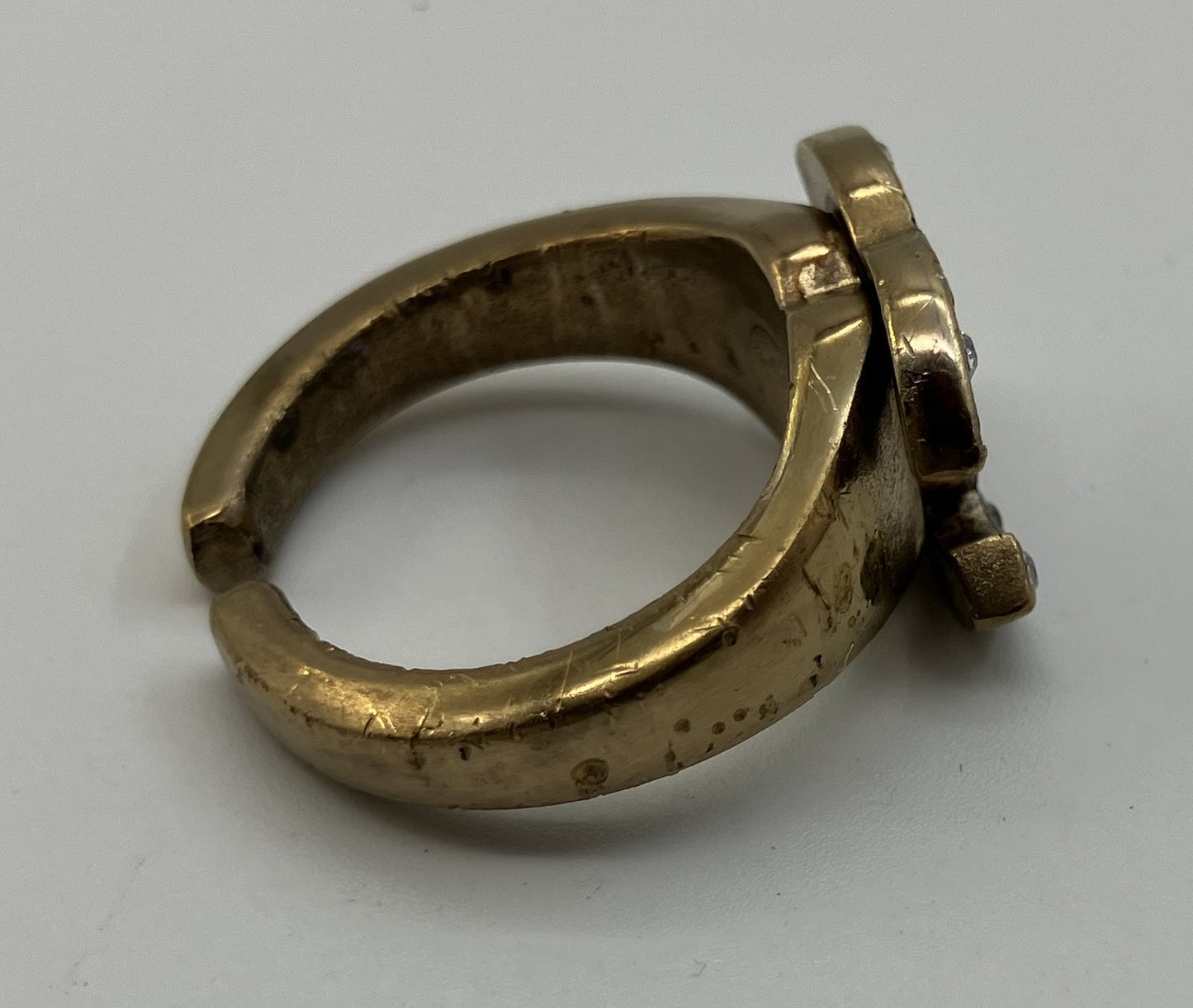 "CHANEL Chanel 01C Coco Ring Inner Diameter 15.1mm (JP 7) (EU 47) (US 4) Rhinestone Gold