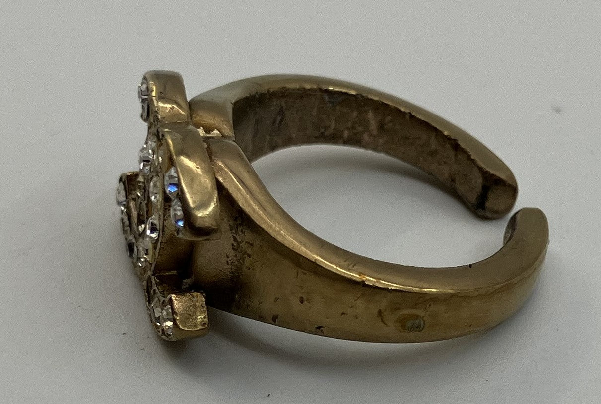 "CHANEL Chanel 01C Coco Ring Inner Diameter 15.1mm (JP 7) (EU 47) (US 4) Rhinestone Gold