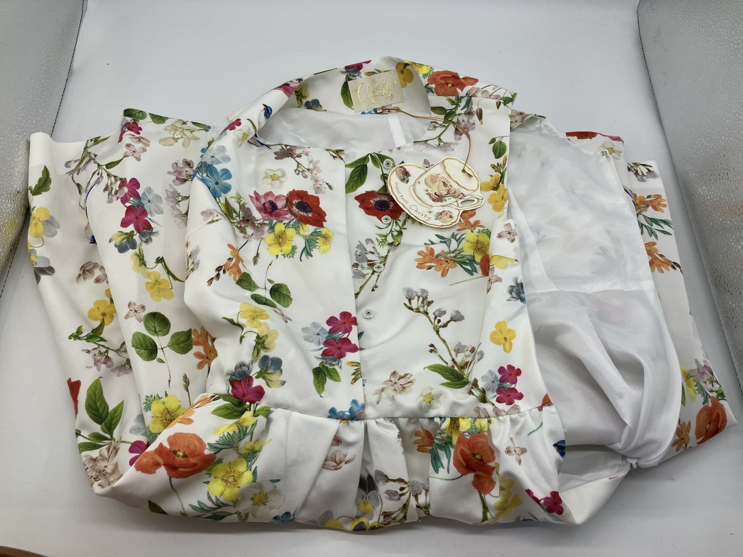 Chesty Floral Dress Set Size 1 White Bird Print & Navy Long Dress Japan