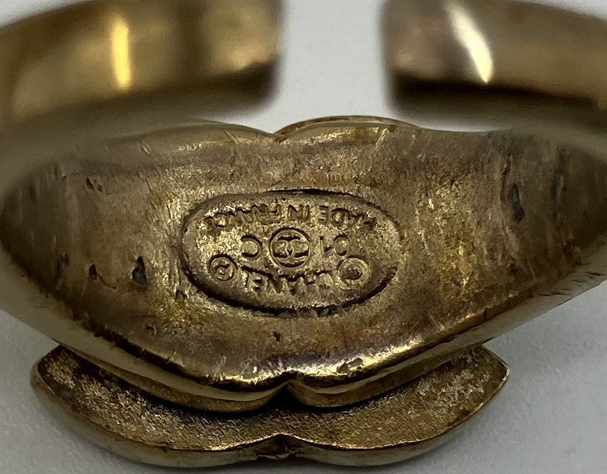 "CHANEL Chanel 01C Coco Ring Inner Diameter 15.1mm (JP 7) (EU 47) (US 4) Rhinestone Gold