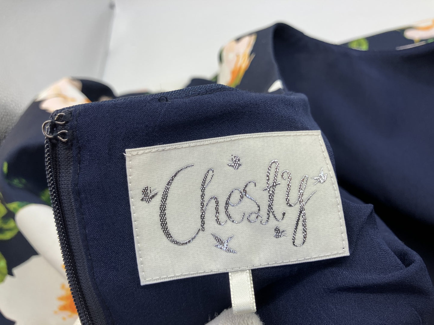 Chesty Floral Dress Set Size 1 White Bird Print & Navy Long Dress Japan
