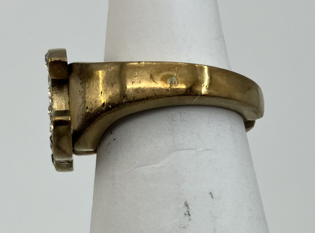 "CHANEL Chanel 01C Coco Ring Inner Diameter 15.1mm (JP 7) (EU 47) (US 4) Rhinestone Gold