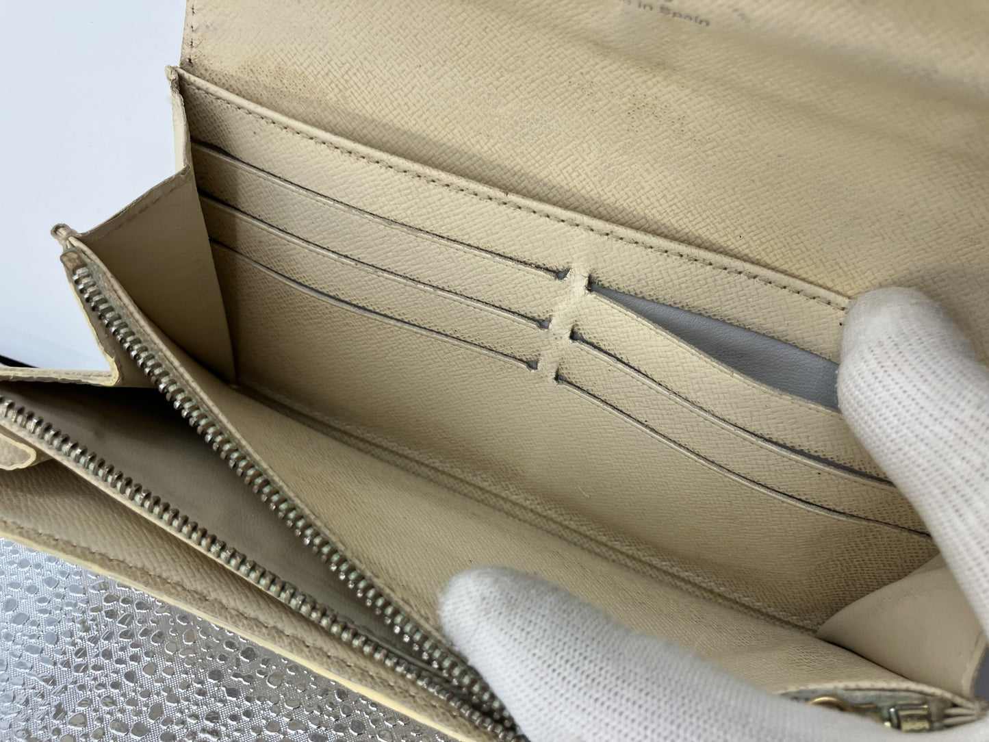 Louis Vuitton N61735 Damier Azur Portefeuille Sarah CA4048 กระเป๋าสตางค์ใบยาว พร้อมกล่องและกระเป๋า จัดส่งฟรี 