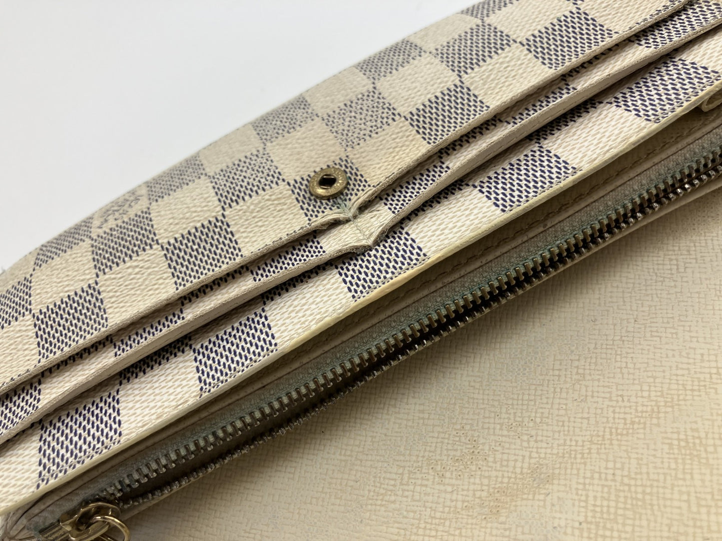 Louis Vuitton N61735 Damier Azur Portefeuille Sarah CA4048 กระเป๋าสตางค์ใบยาว พร้อมกล่องและกระเป๋า จัดส่งฟรี 