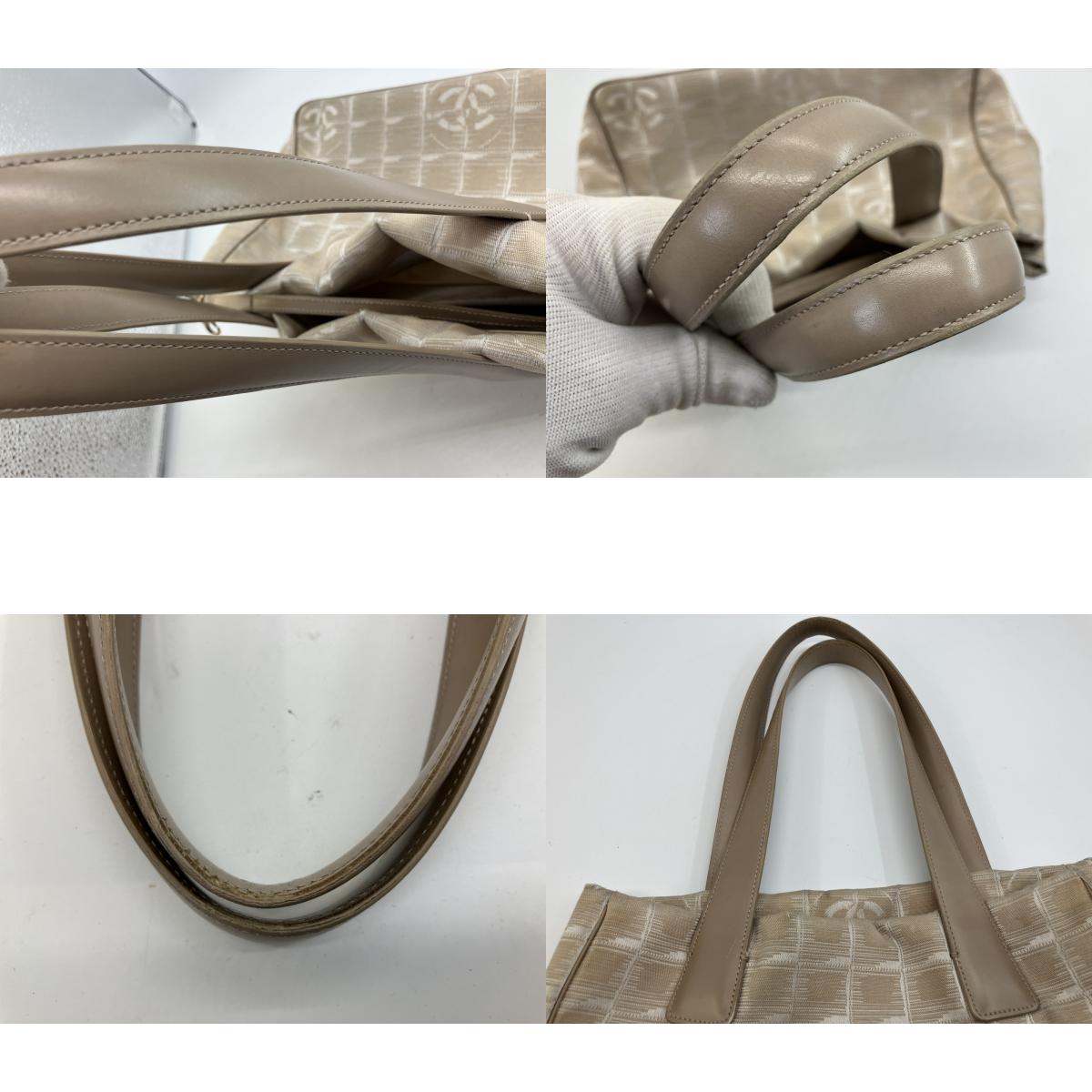 CHANEL New Travel Line Tote Bag, Handbag, Beige, COCO Mark Jacquard Leather, Made in France, with Serial Seal, Women's.