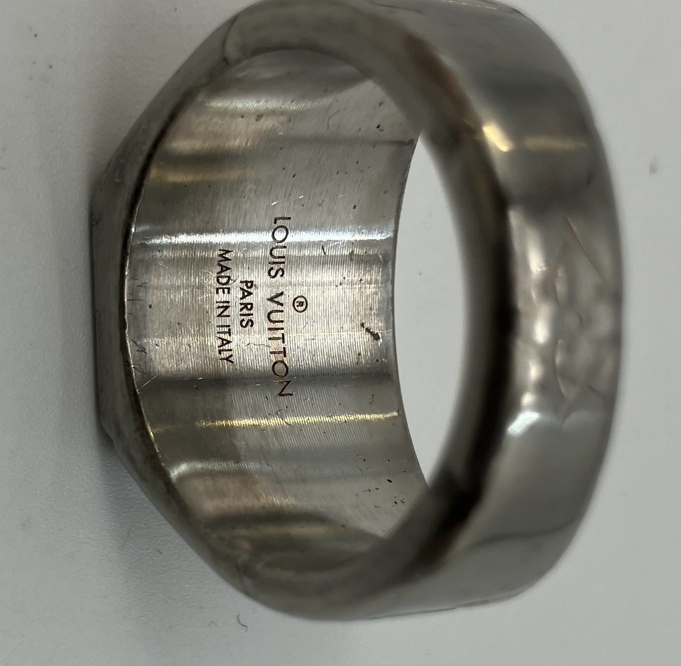 Louis Vuitton M62487 Signet Ring Monogram Silver M Size JP19 US9.5 14mm Band