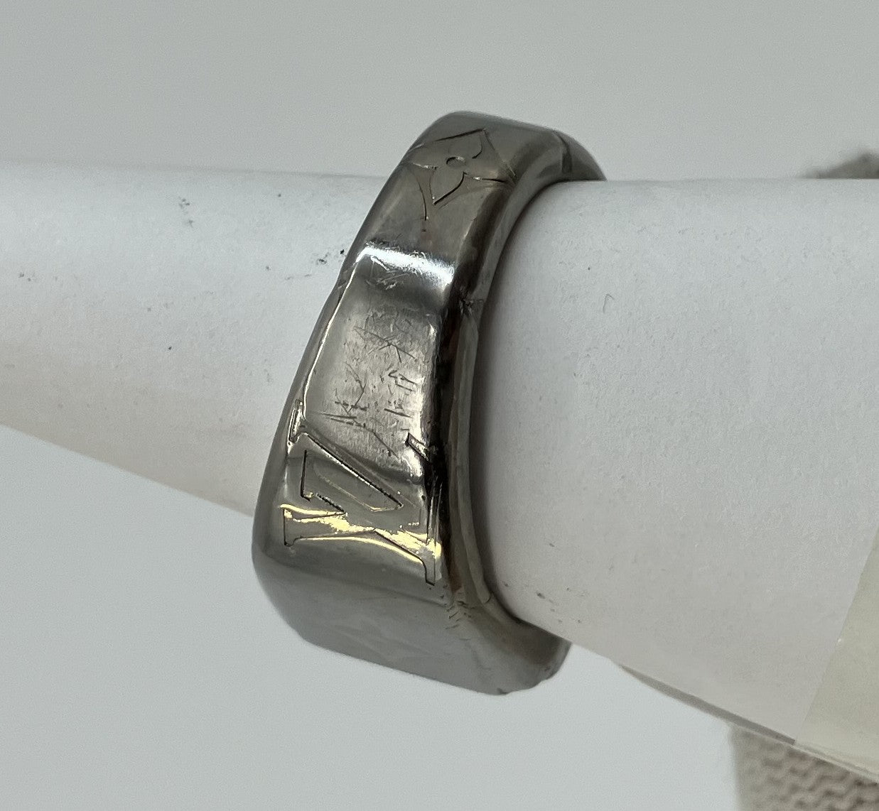 Louis Vuitton M62487 Signet Ring Monogram Silver M Size JP19 US9.5 14mm Band