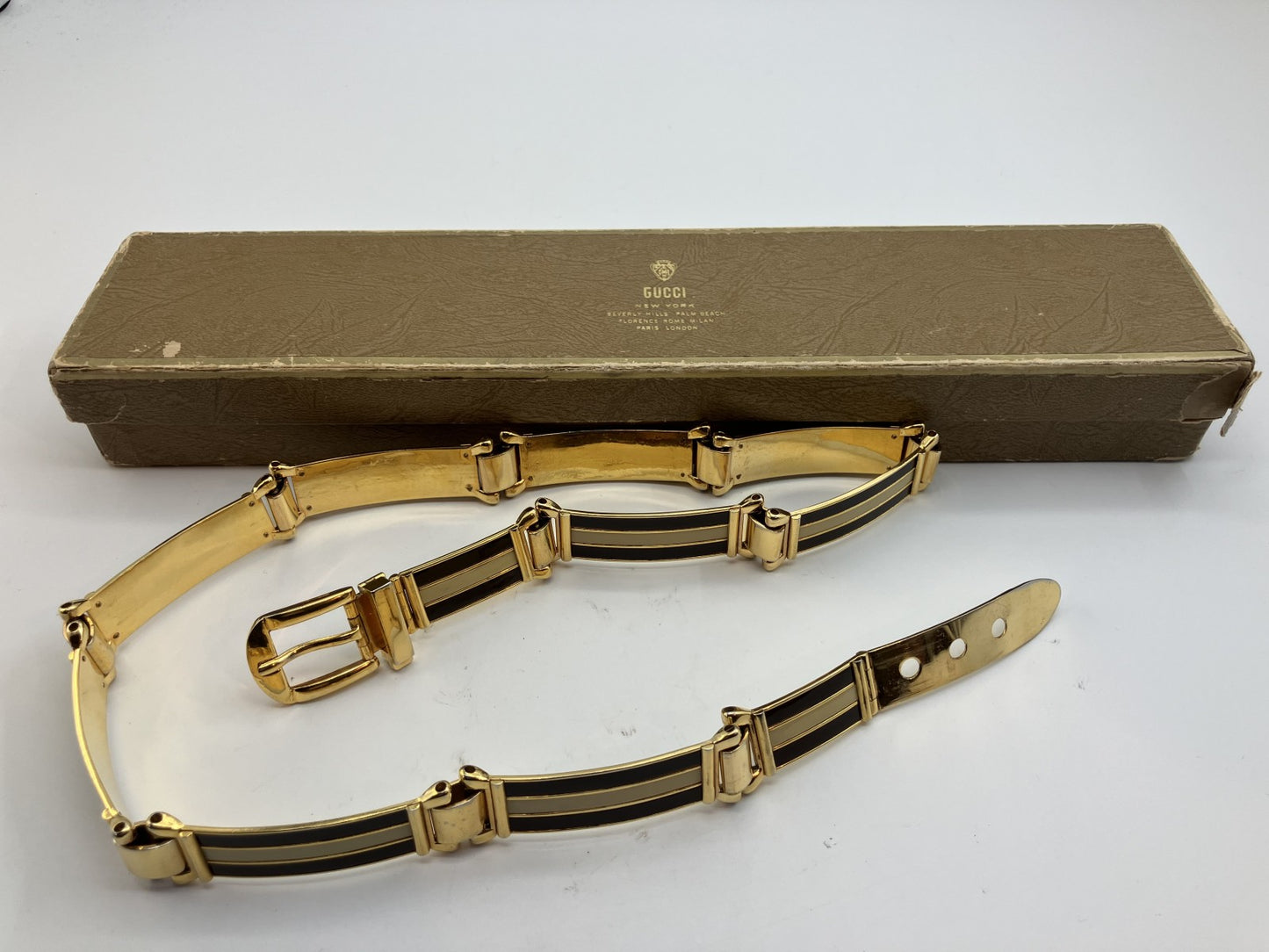 Gucci 28 Old Gucci Metal Belt GP Sherry Line กล่อง จัดส่งฟรี 