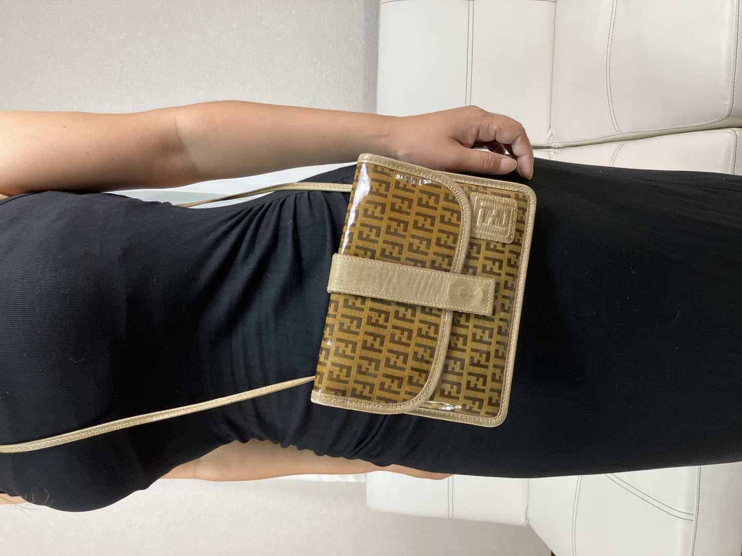 FENDI Zucca FF Monogram PVC Leather Crossbody Shoulder Bag Brown Italy