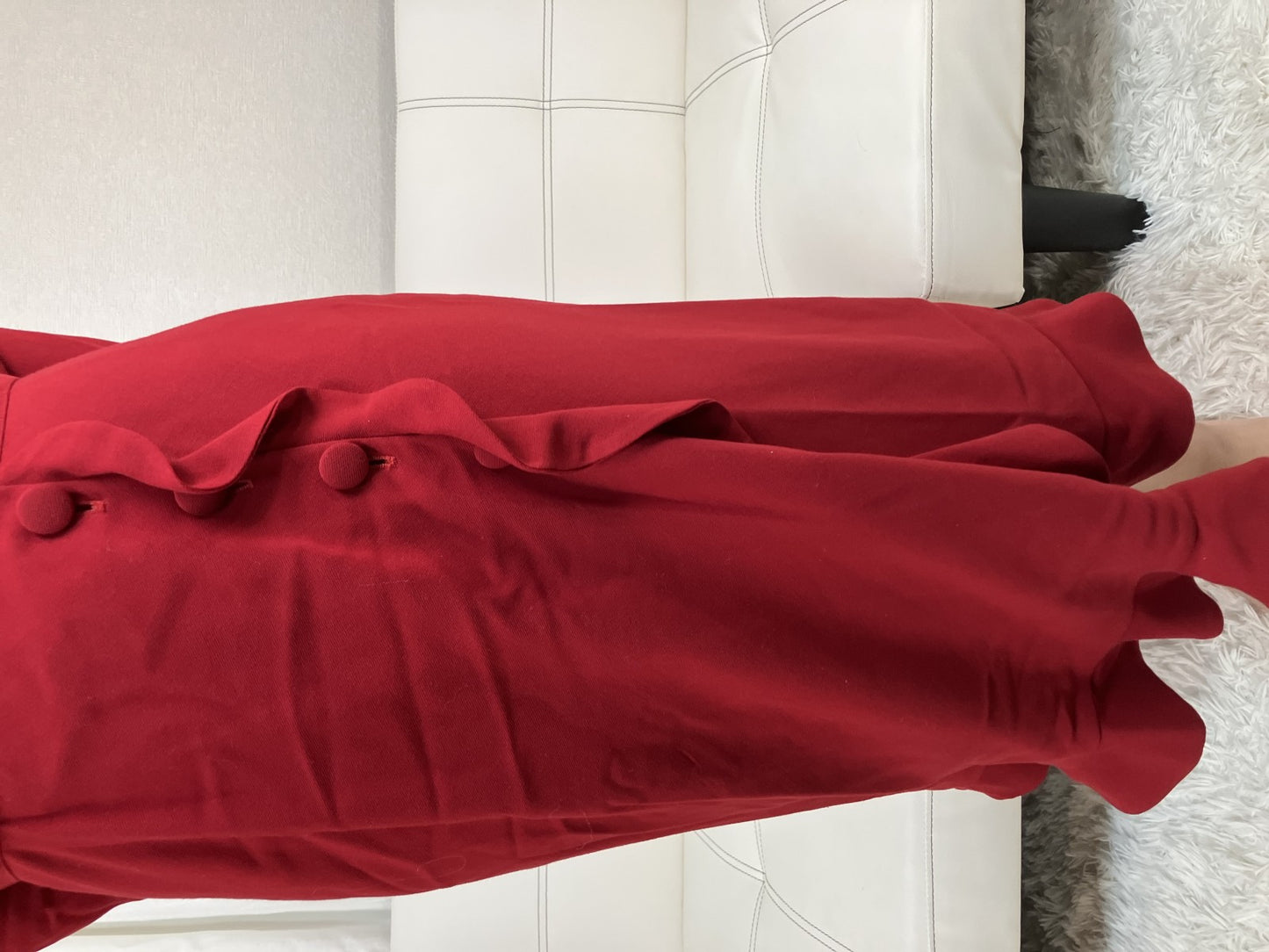 Valentino Garavani Boutique Red Long Dress Size 8 Italy Ruffle Button Vintage