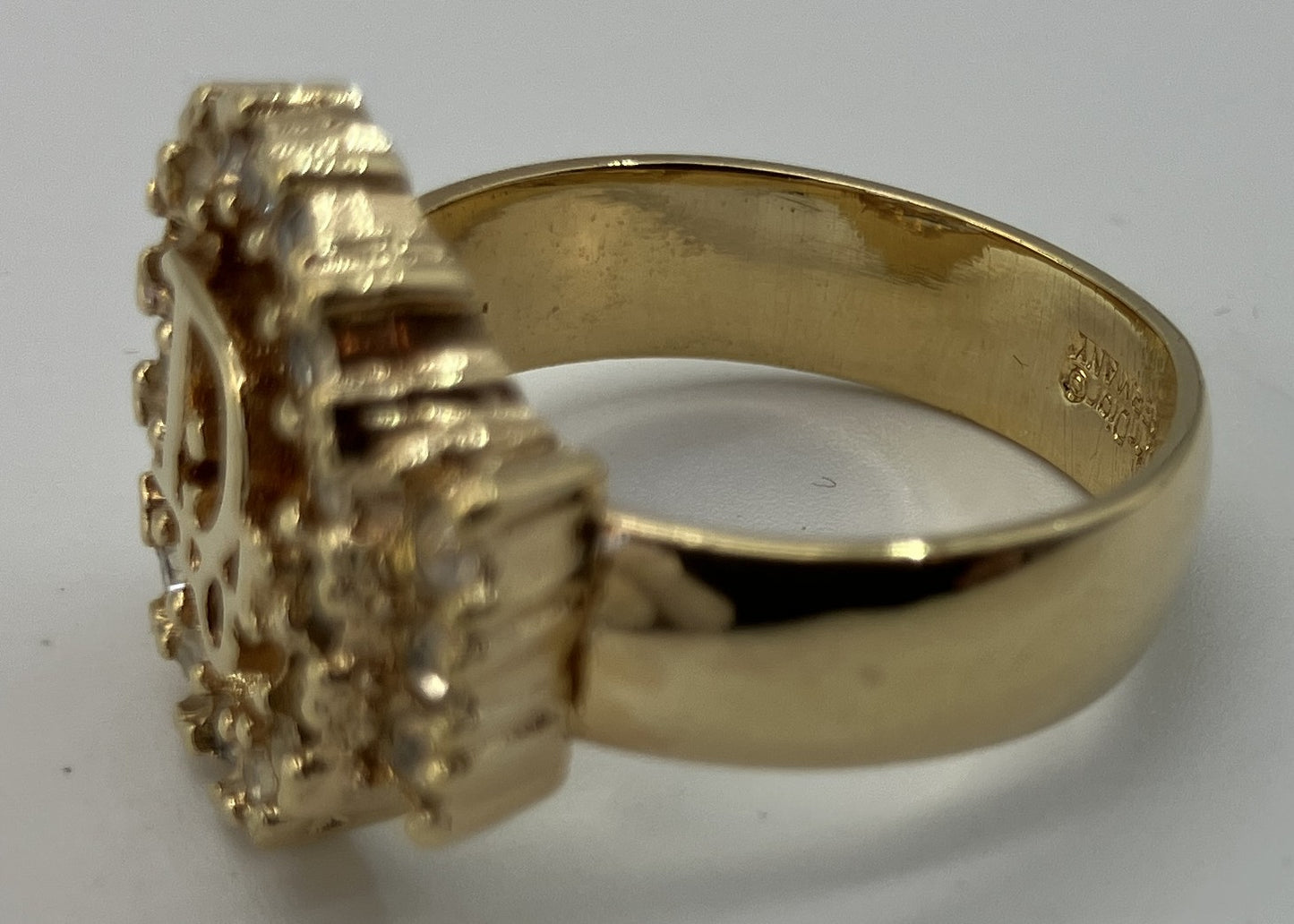 Christian Dior CD Logo Rhinestone Ring Gold Tone Germany US 7 EU 54