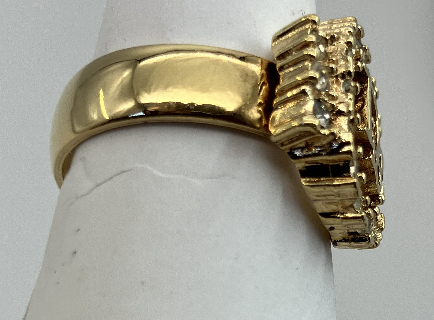 Christian Dior CD Logo Rhinestone Ring Gold Tone Germany US 7 EU 54