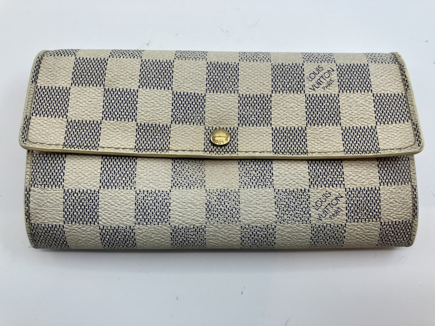 Louis Vuitton N61735 Damier Azur Portefeuille Sarah CA4048 กระเป๋าสตางค์ใบยาว พร้อมกล่องและกระเป๋า จัดส่งฟรี 