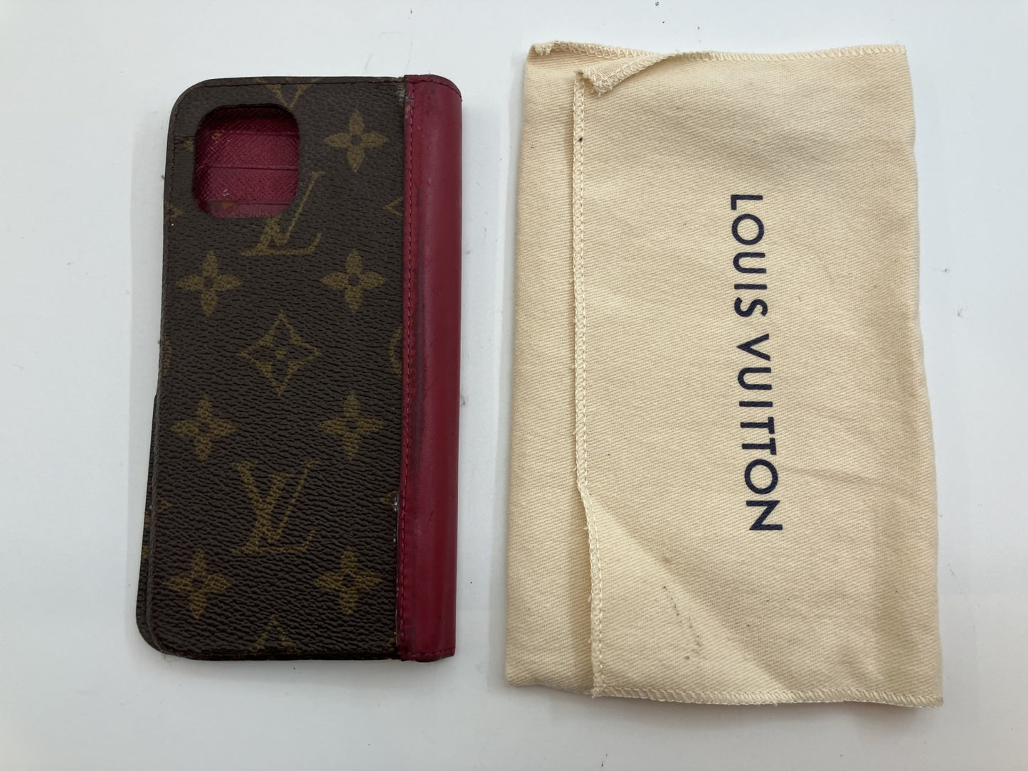 Louis Vuitton iPhone 11 Folio Monogram &amp; Red Smartphone Case with Bag Free Shipping 