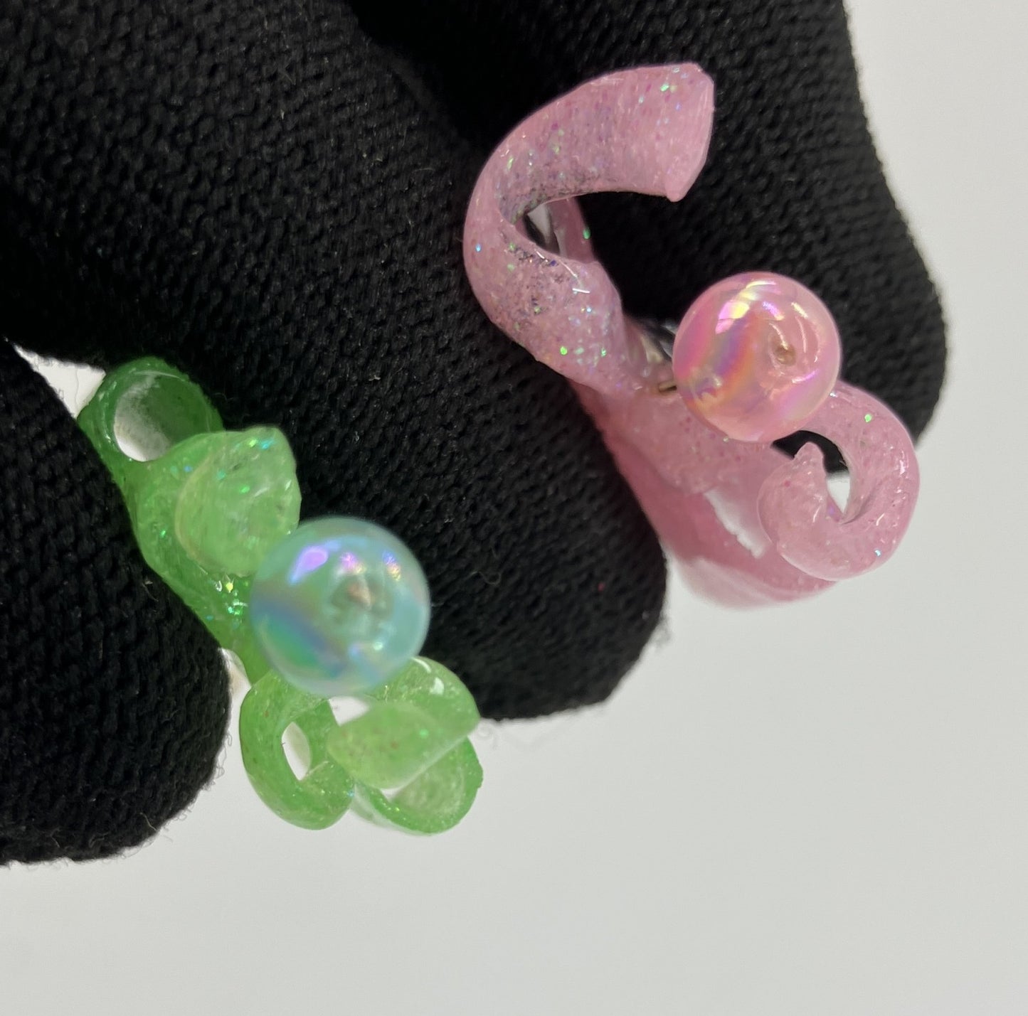 Original Handmade Ribbon Dangle Earrings Glitter Resin Kawaii Made in Japan