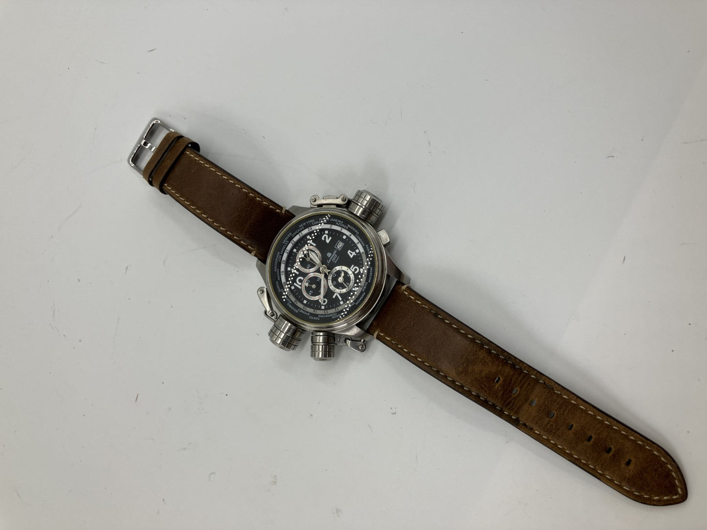 Aeromatic 1912 A1328 66.6mm World Time Chronograph Quartz Men's Watch