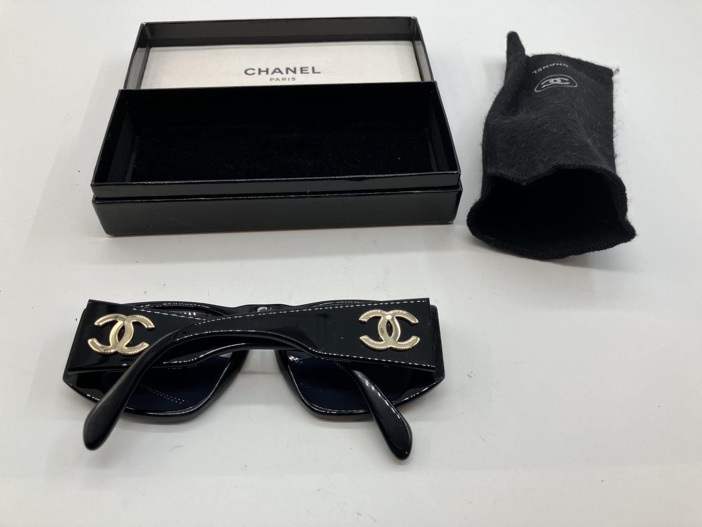 Chanel sunglasses black 0004 with box and bag free shipping 