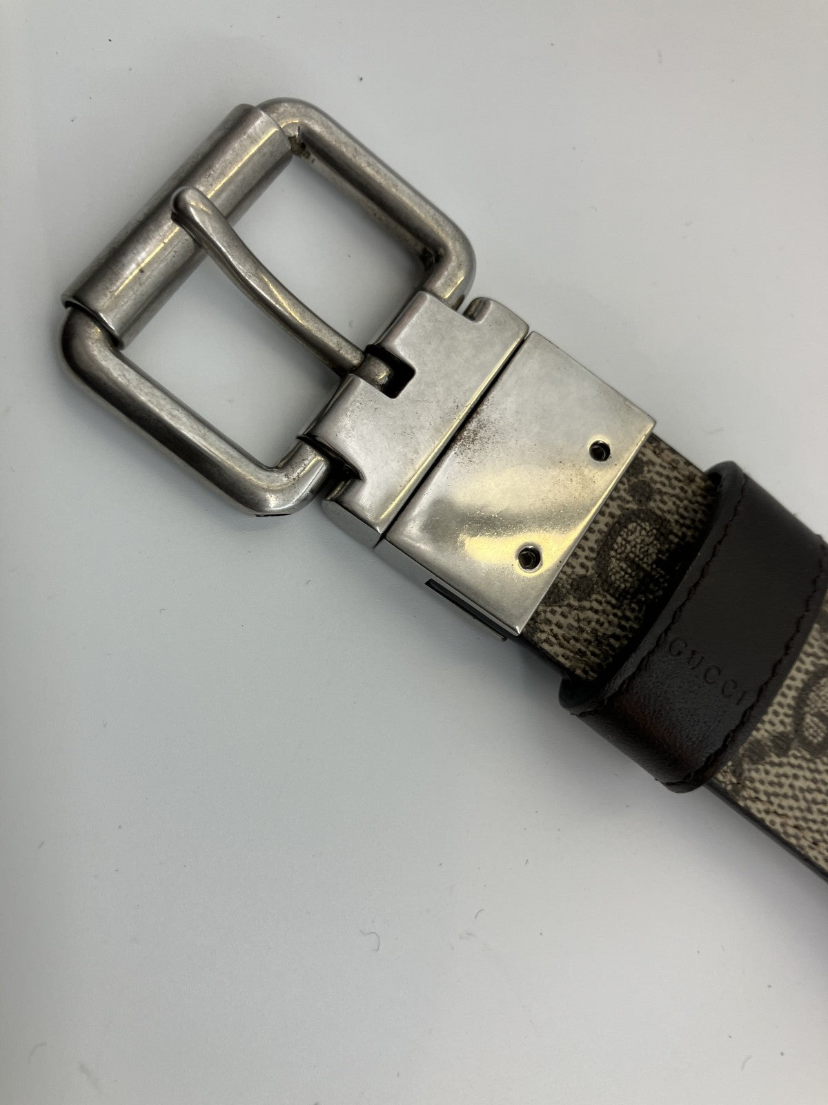 GUCCI GGキャンバス/レザー/リバーシブル/ベルト 残り107cm 幅3ｃｍ 送料無料
