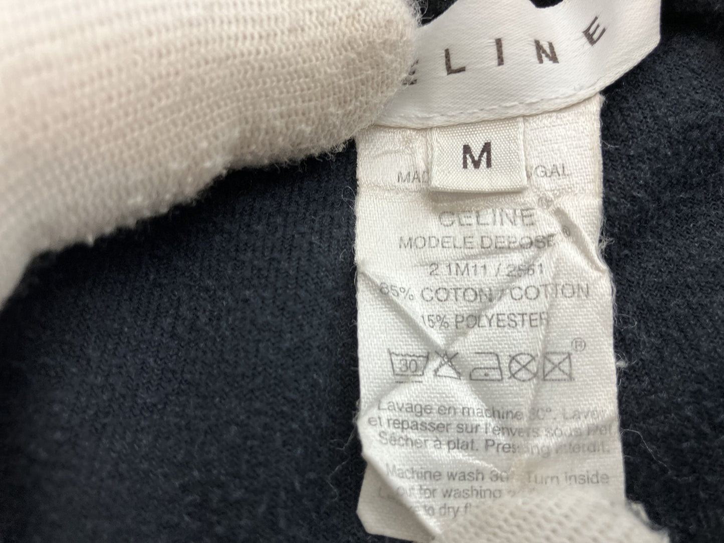 CELINE Velvet Slim Pants Navy Size M | Model Wearing | 33cm Waist / 88cm Length