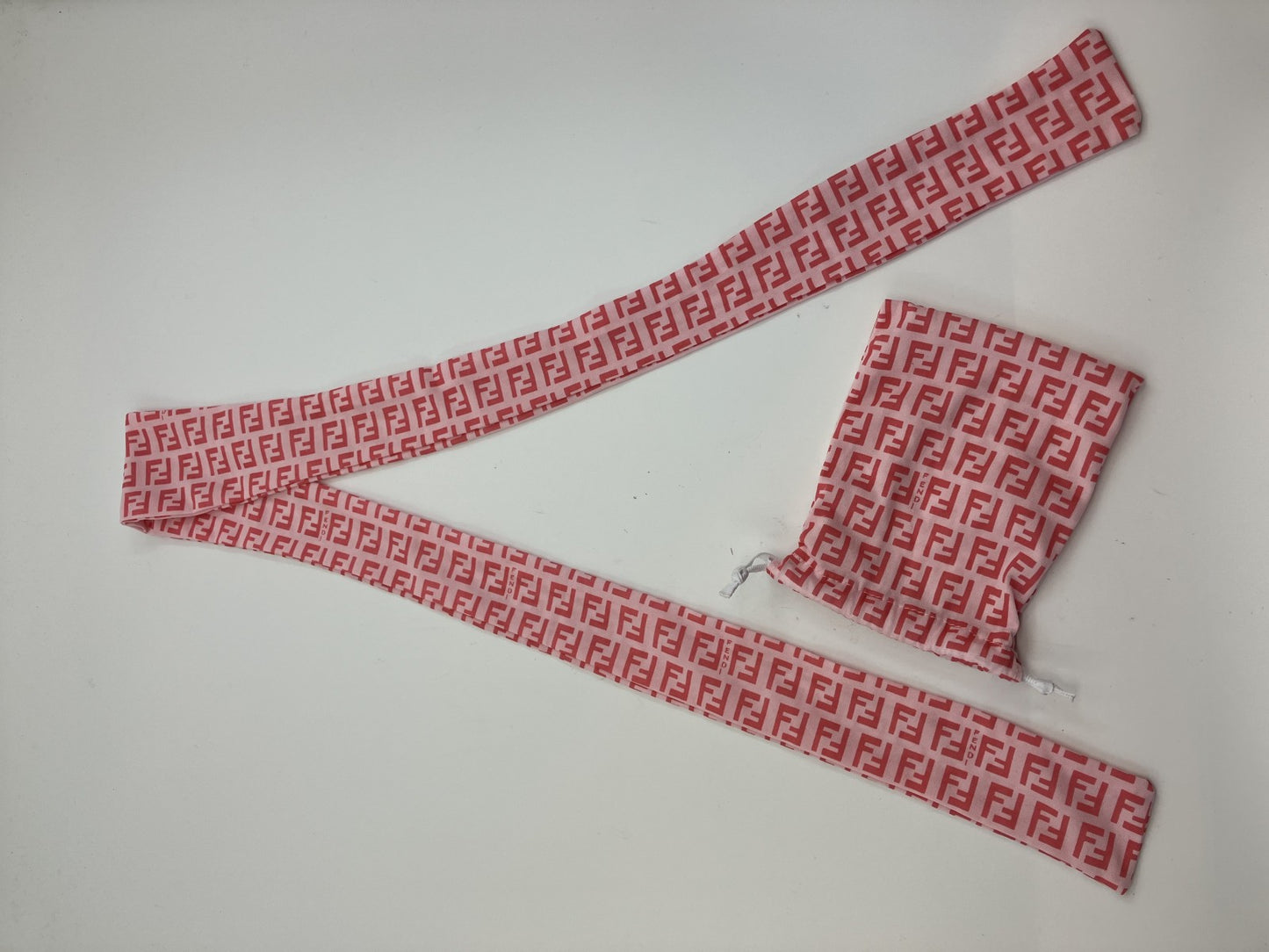 FENDI Zucchino Scarf Twilly Pink 120ﾃ・ cm (47.24 ﾃ・2.76 inches) 窶・Pouch Included 窶・