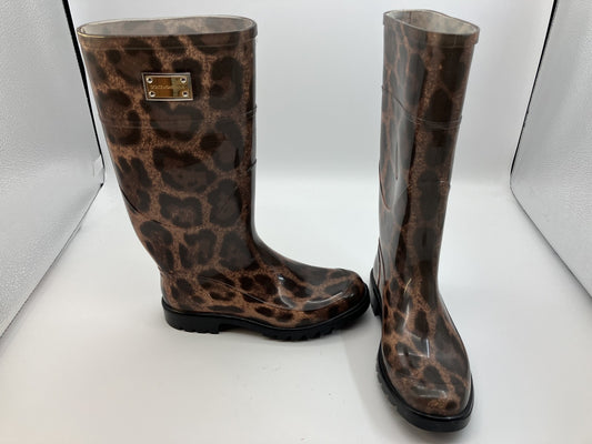 DOLCE & GABBANA Leopard Print Rain Boots (JP 22.5cm)(US 5.5)(EU 35) Heel 2.5cm -