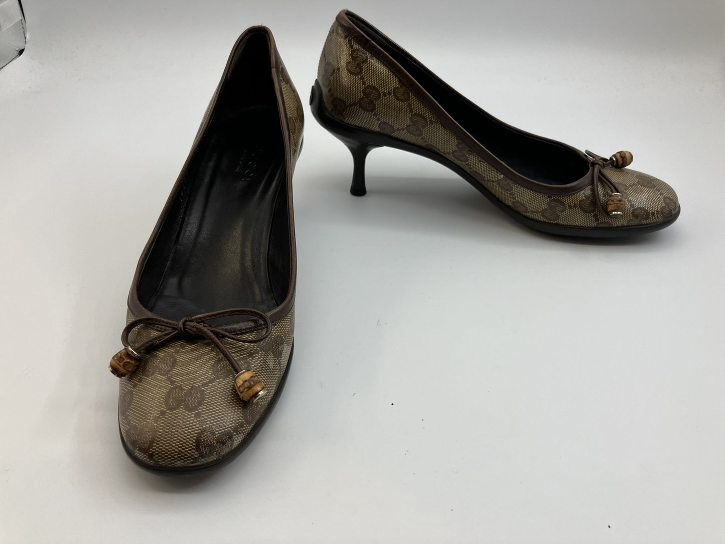 Gucci GG Supreme Pumps (EU 35)(22.5 cm)(US 5.5)(8.86 inch) Heel 5cm(1.97 inch) Brown