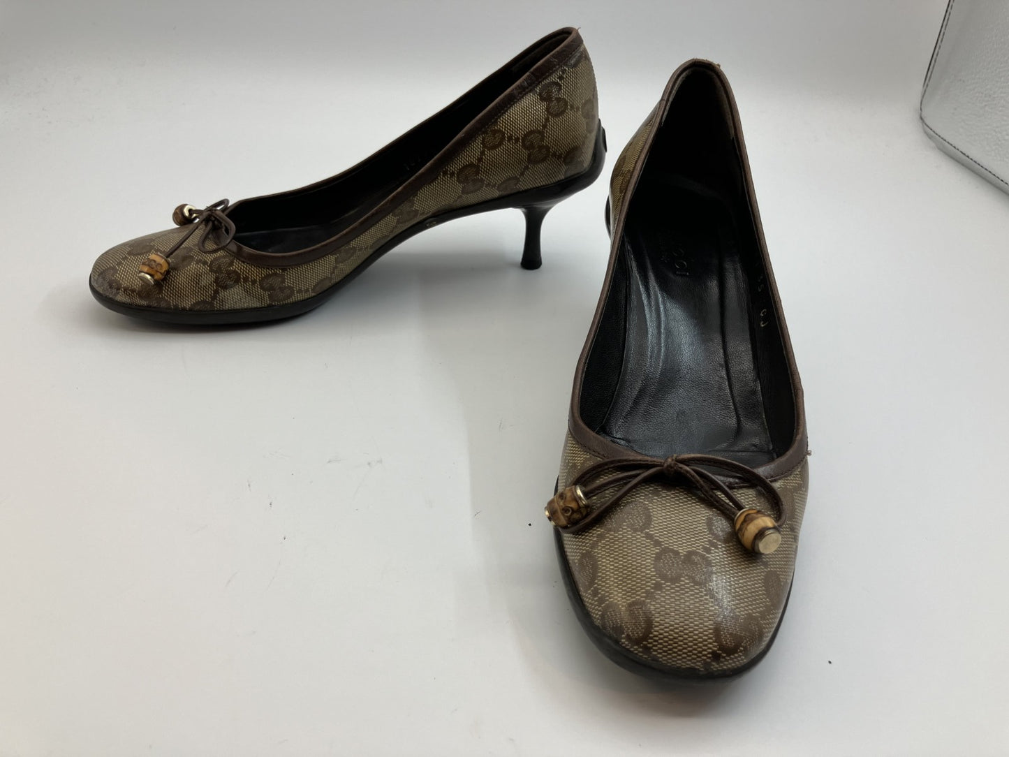 Gucci GG Supreme Pumps (EU 35)(22.5 cm)(US 5.5)(8.86 inch) Heel 5cm(1.97 inch) Brown