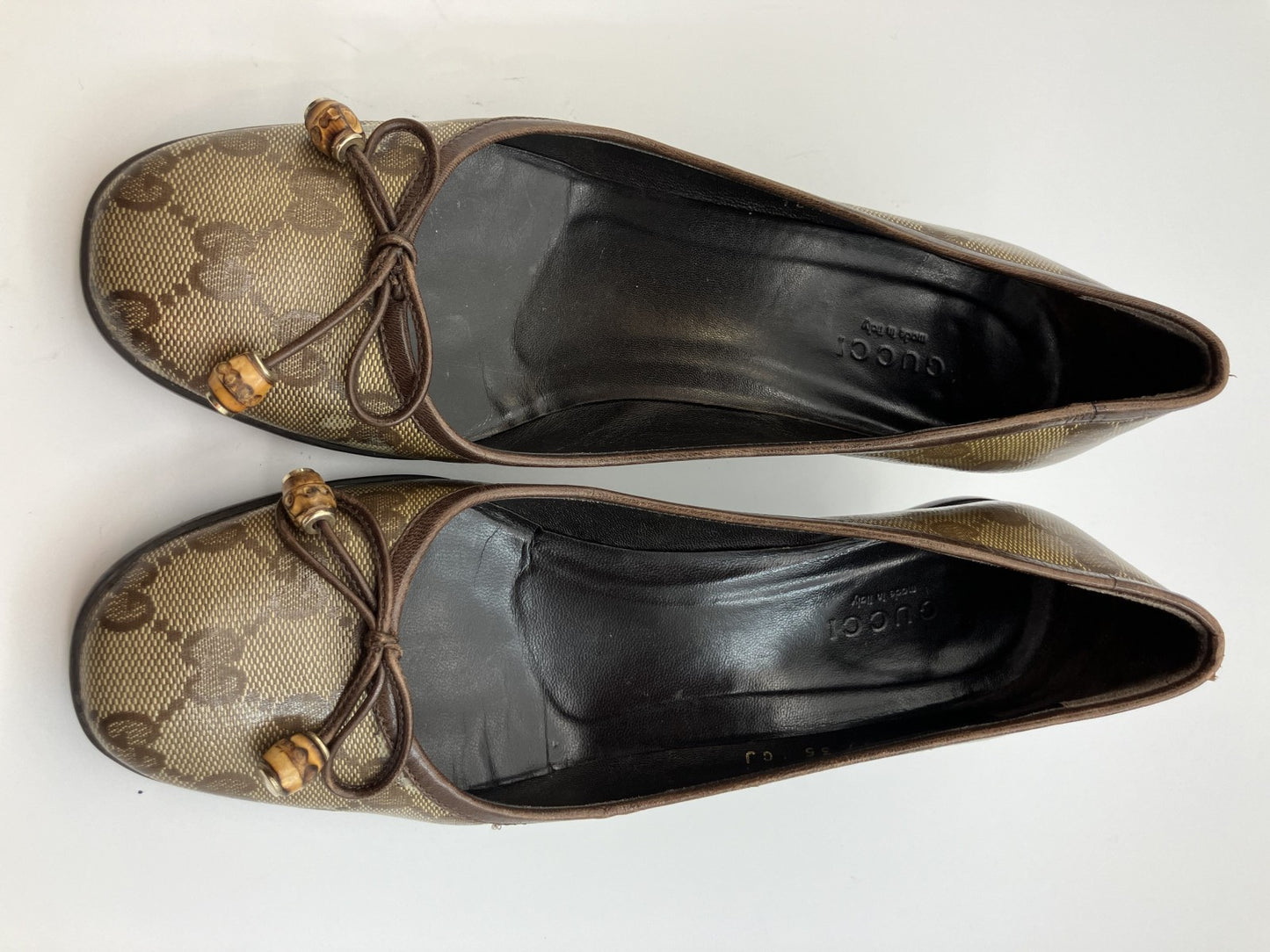 Gucci GG Supreme Pumps (EU 35) (22.5 cm) (US 5.5) (8.86 inch) Heel 5 cm (1.97 inch) Brown Free Shipping 